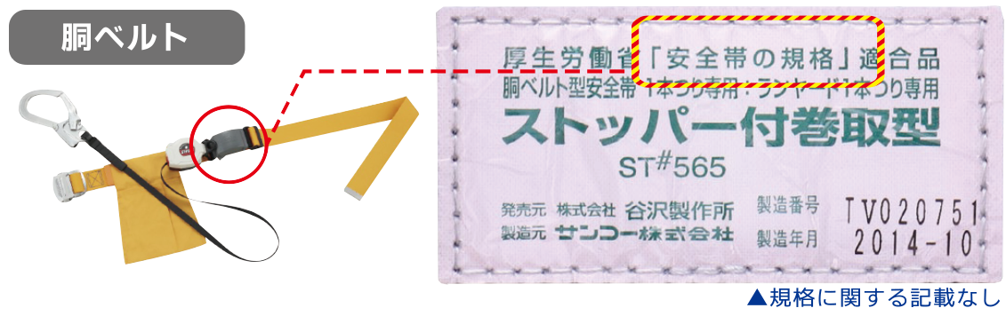 胴ベルトの旧規格表示