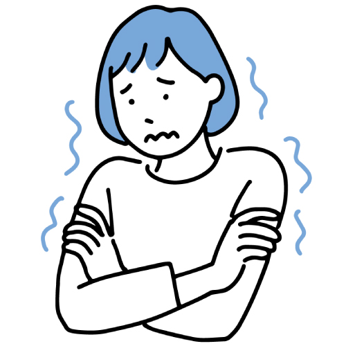 寒くて体をさする女性のイラスト